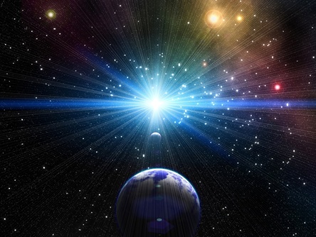photo of outerspace from earth with brilliant star in foreground