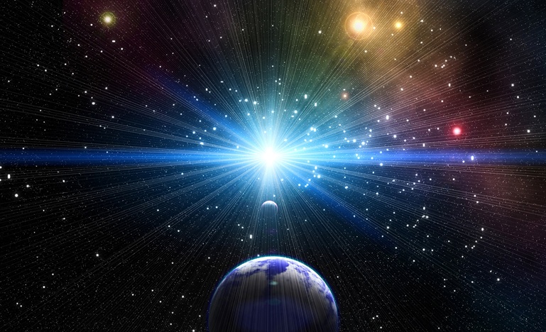 photo of outerspace from earth with brilliant star in foreground