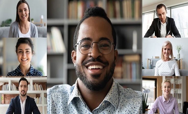 Zoom like picture of many people on screen